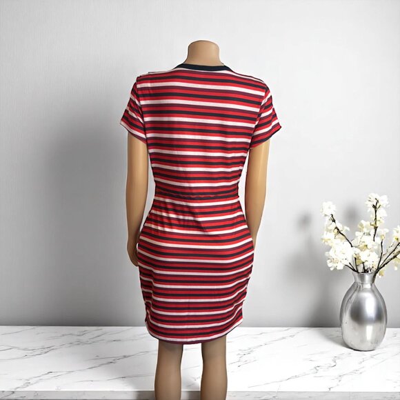 Open Front Stripe Short Used Dress - Picture 2 of 6